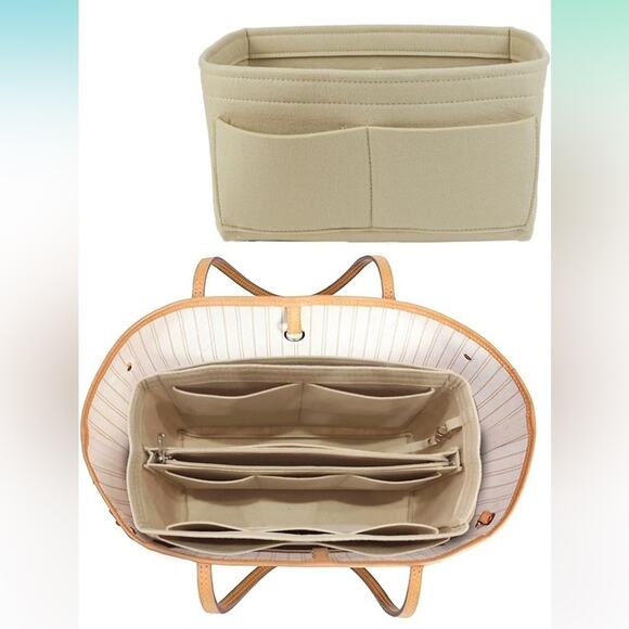 unbranded Handbags - NWT Beige Felt Purse Organizer Insert Medium 15 Pocket